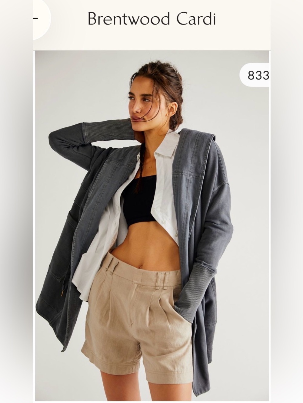 Free People Brentwood Cotton Cardi Sweater Hoodie